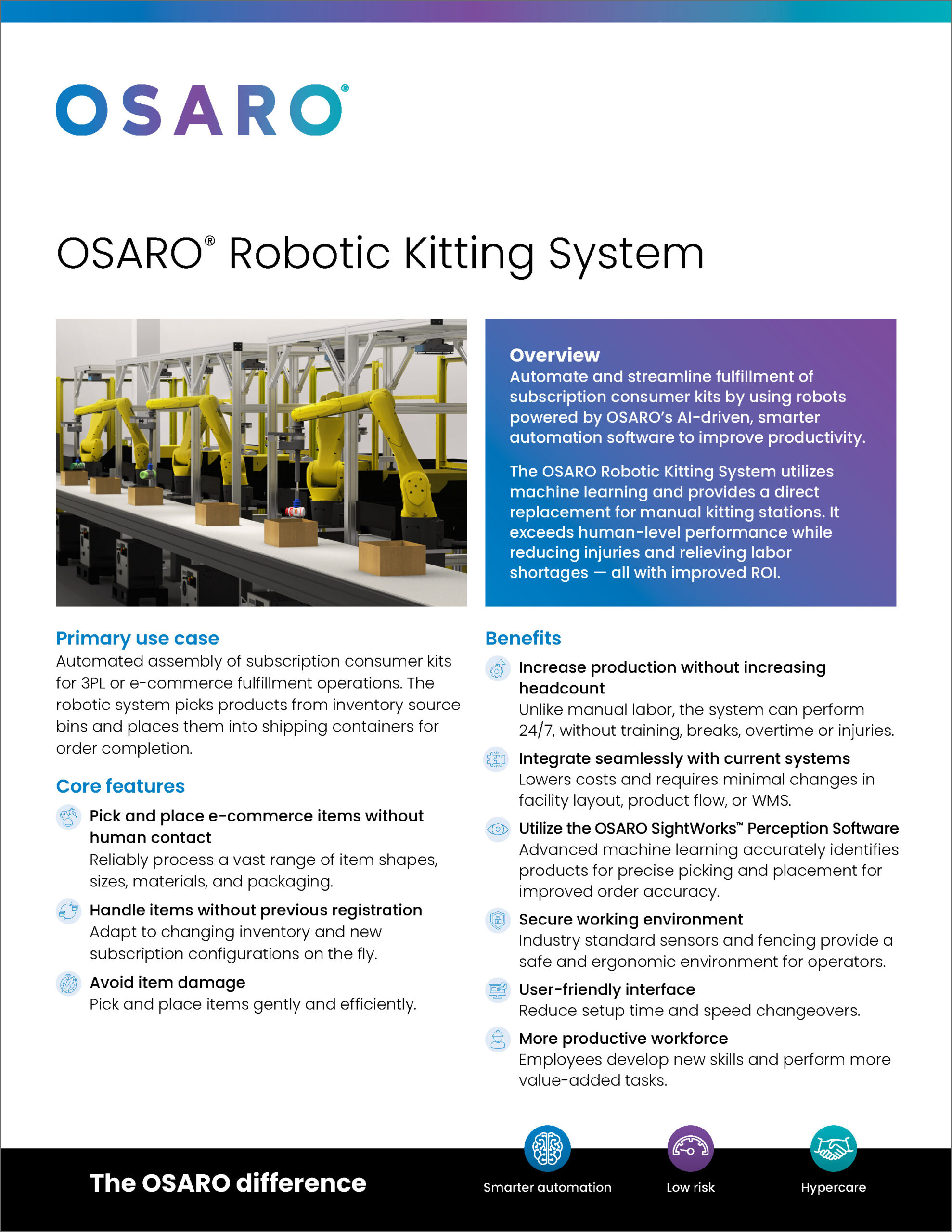 OSARO Robotic Kitting System datasheet